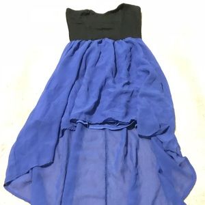 Black and Blue High Low Dress